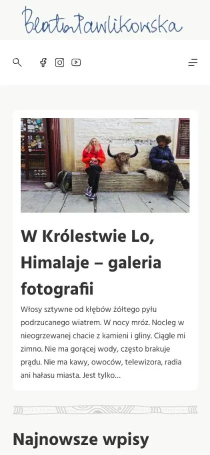 Mobilna strona główna Pani Beaty Pawlikowskiej z nawigacją i najnowszymi materiałami
