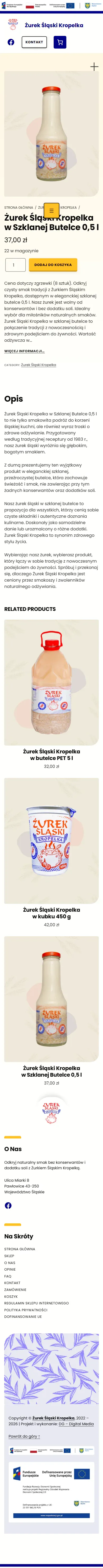Mobilna karta produktu Żurek Śląski Kropelka w szklanej butelce