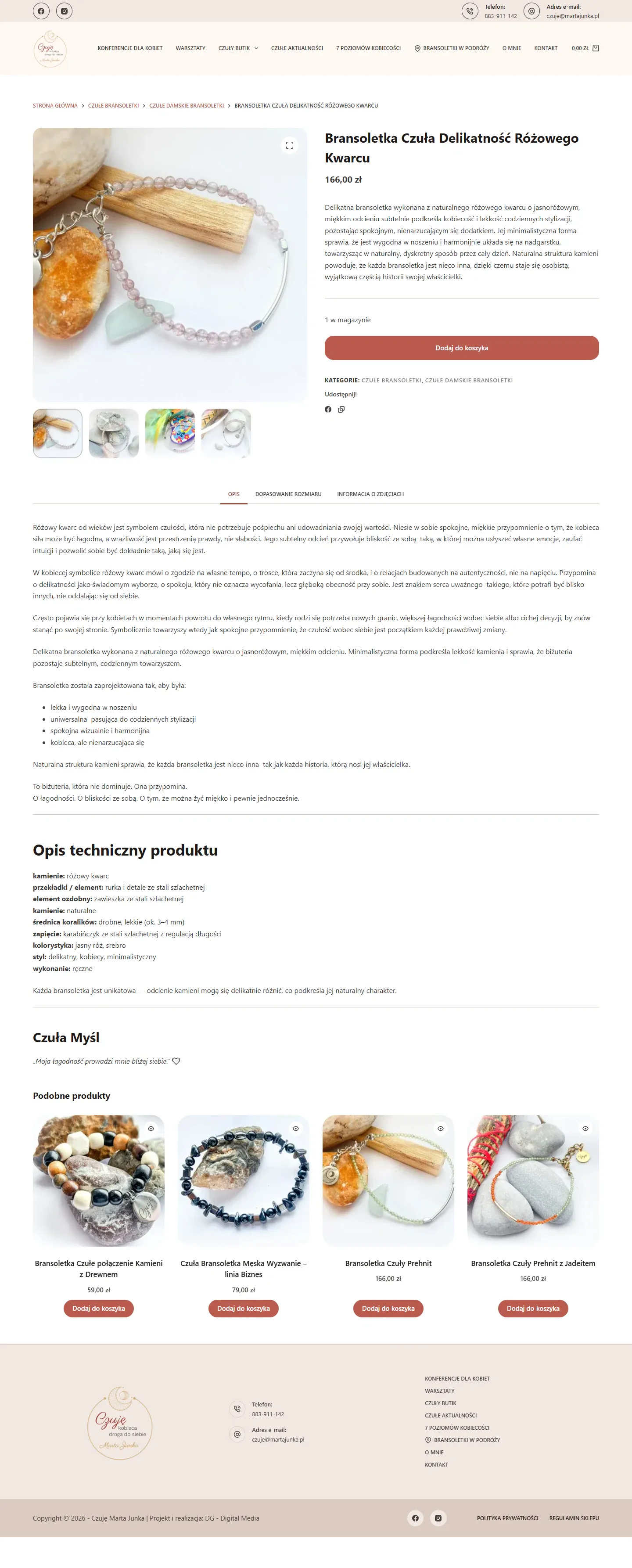 Karta produktu z bransoletką w sklepie internetowym Marty Junki