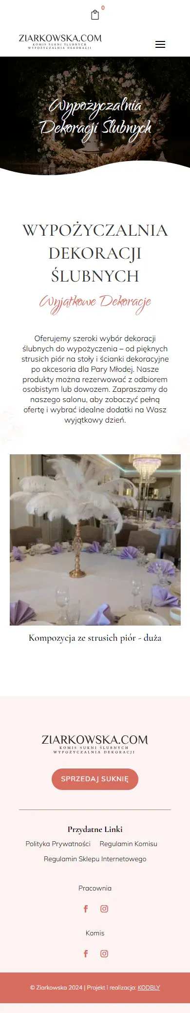 Mobilny katalog wypożyczalni dekoracji Ziarkowska.com