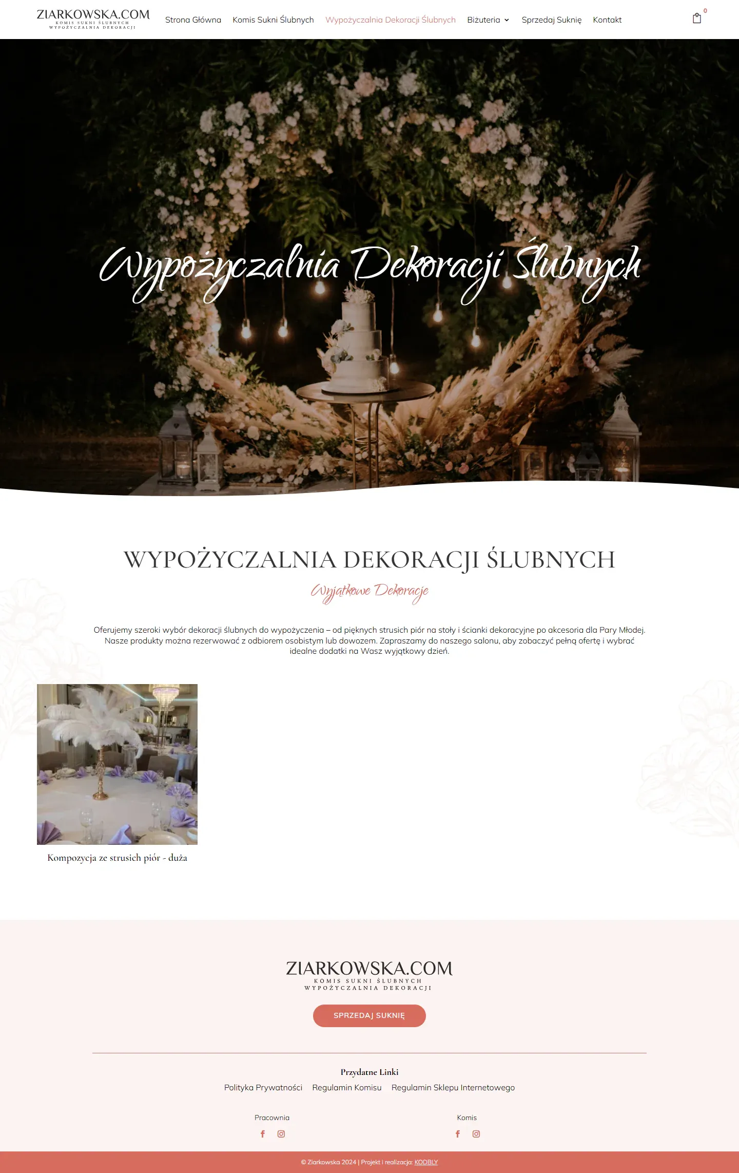 Katalog wypożyczalni dekoracji ślubnych Ziarkowska.com