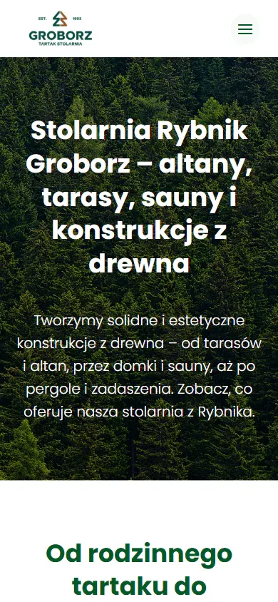Mobilna podstrona oferty stolarni Groborz z Rybnika