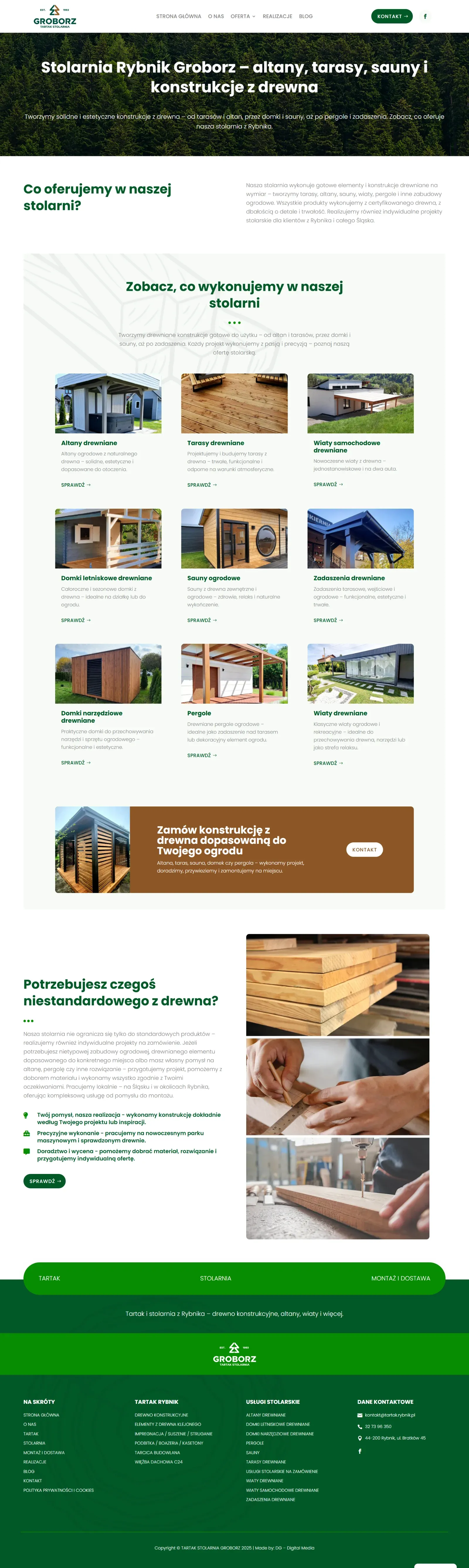 Podstrona oferty stolarni Groborz z Rybnika z konstrukcjami drewnianymi